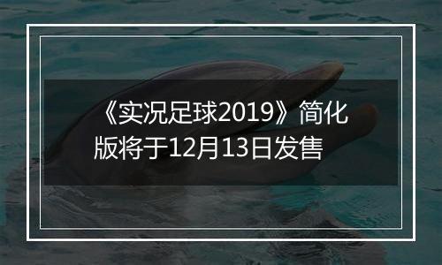 《实况足球2019》简化版将于12月13日发售