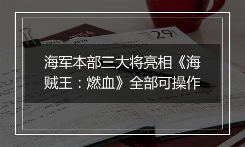 海军本部三大将亮相《海贼王：燃血》全部可操作