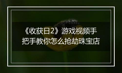 《收获日2》游戏视频手把手教你怎么抢劫珠宝店