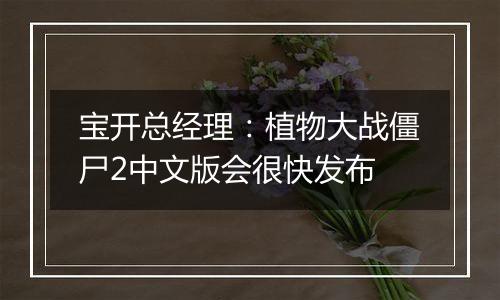 宝开总经理：植物大战僵尸2中文版会很快发布