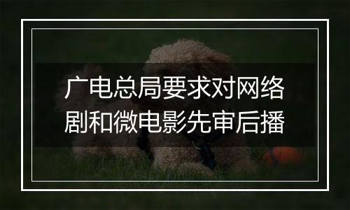 广电总局要求对网络剧和微电影先审后播