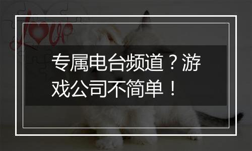 专属电台频道？游戏公司不简单！