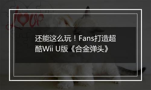 还能这么玩！Fans打造超酷Wii U版《合金弹头》