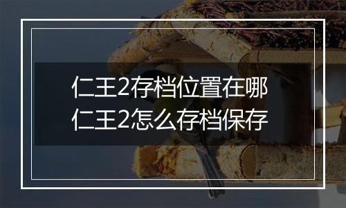 仁王2存档位置在哪 仁王2怎么存档保存