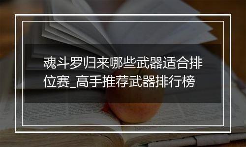 魂斗罗归来哪些武器适合排位赛_高手推荐武器排行榜