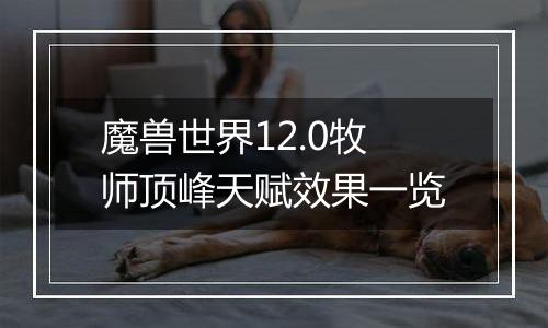 魔兽世界12.0牧师顶峰天赋效果一览
