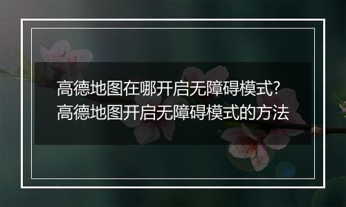 高德地图在哪开启无障碍模式?高德地图开启无障碍模式的方法
