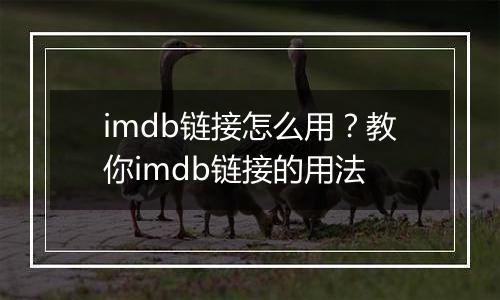 imdb链接怎么用？教你imdb链接的用法