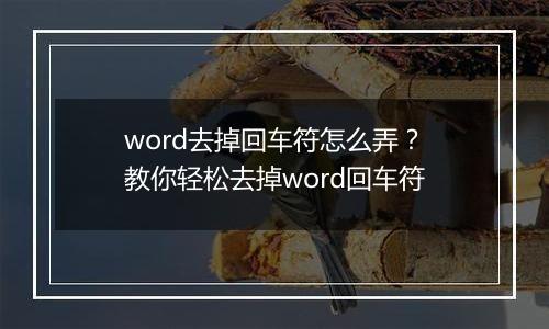 word去掉回车符怎么弄？教你轻松去掉word回车符