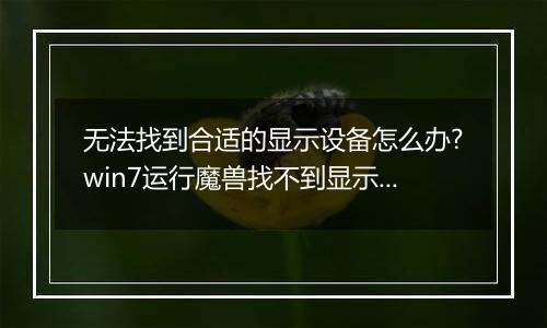 无法找到合适的显示设备怎么办?win7运行魔兽找不到显示设备的解决方法