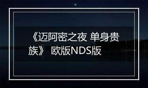 《迈阿密之夜 单身贵族》 欧版NDS版